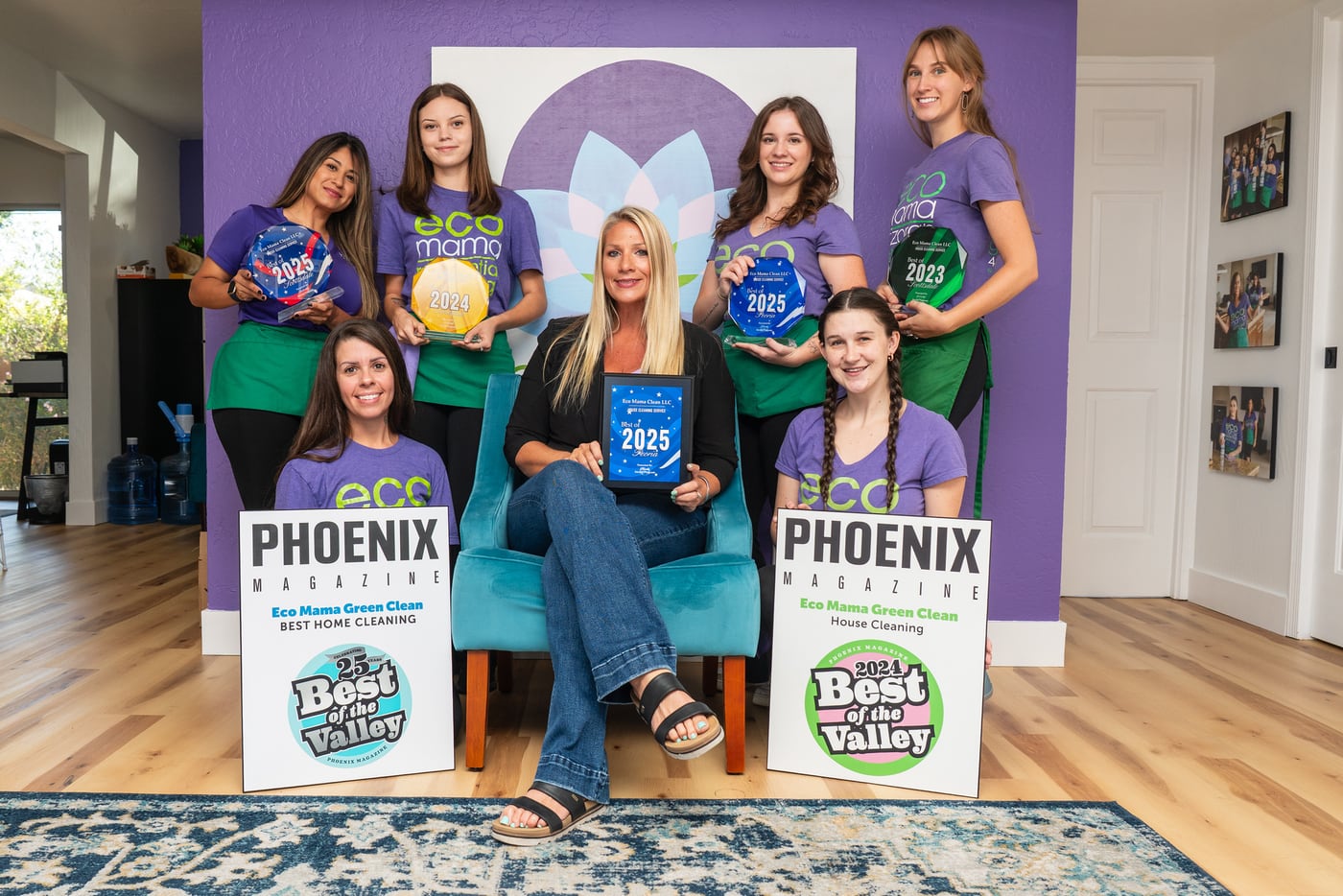 Eco Mama Green Clean team with their Phoenix Magazine Best of the Valley awards